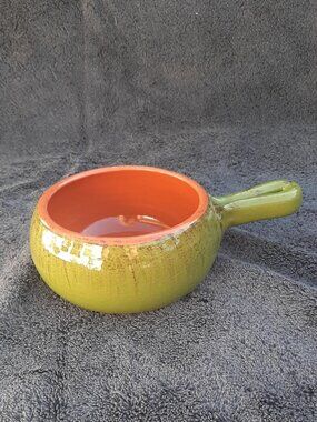 De Silva Terracotta Soup Bowl Baking Oven Dish w/ Handle Made in Italy Green 5"